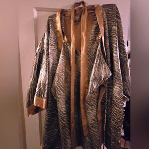 Animal Print Kimono with Gold Accents